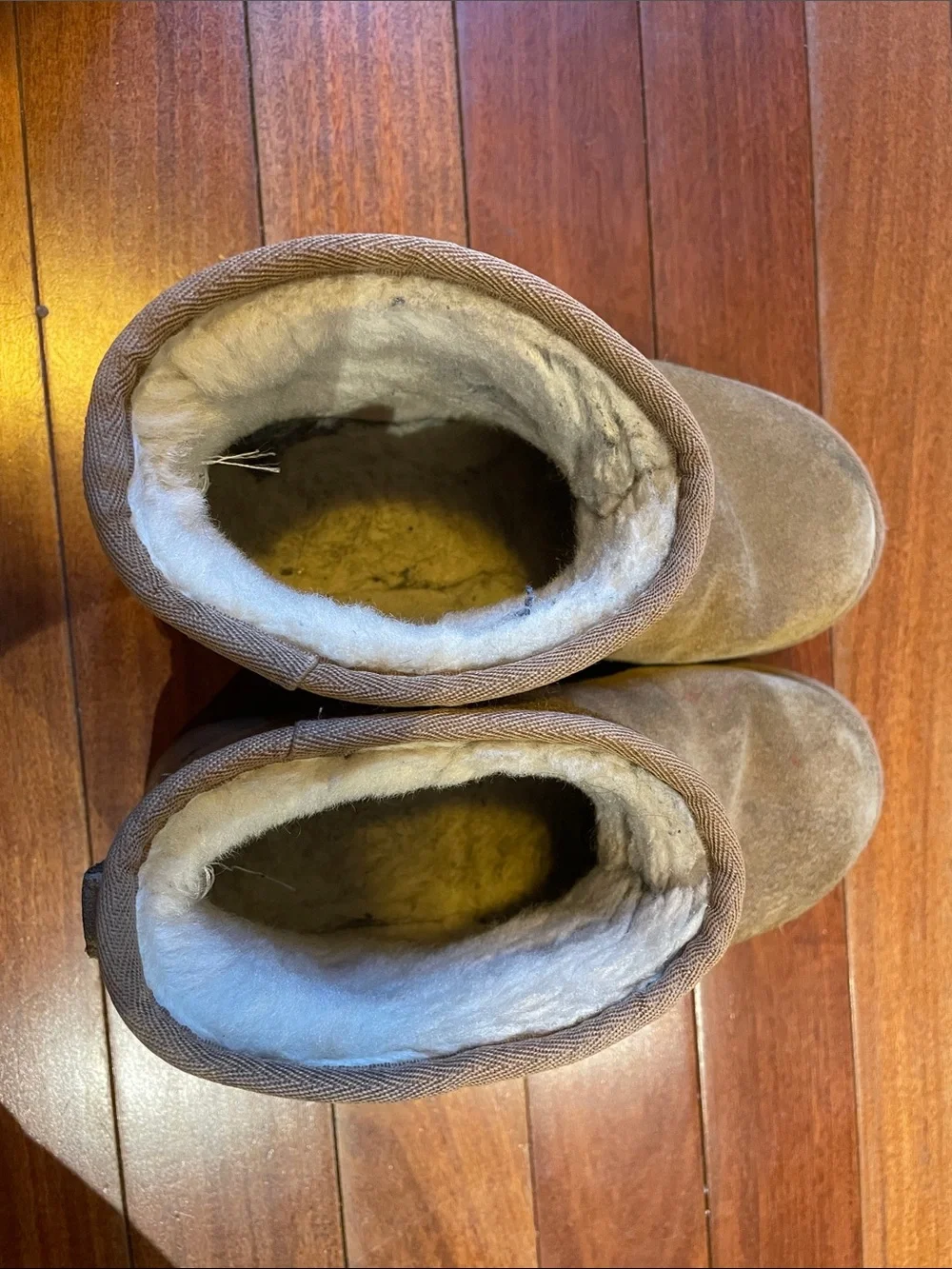 UGG Chestnut Suede Fleece-Lined Platform Ankle Boots - Women’s Size 6